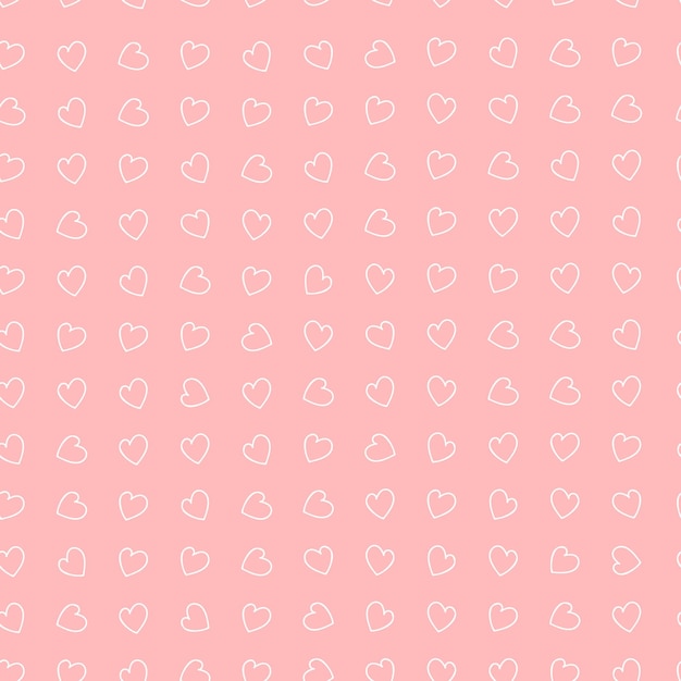 Seamless pattern Geometric symmetrical pattern of hearts on a pink background