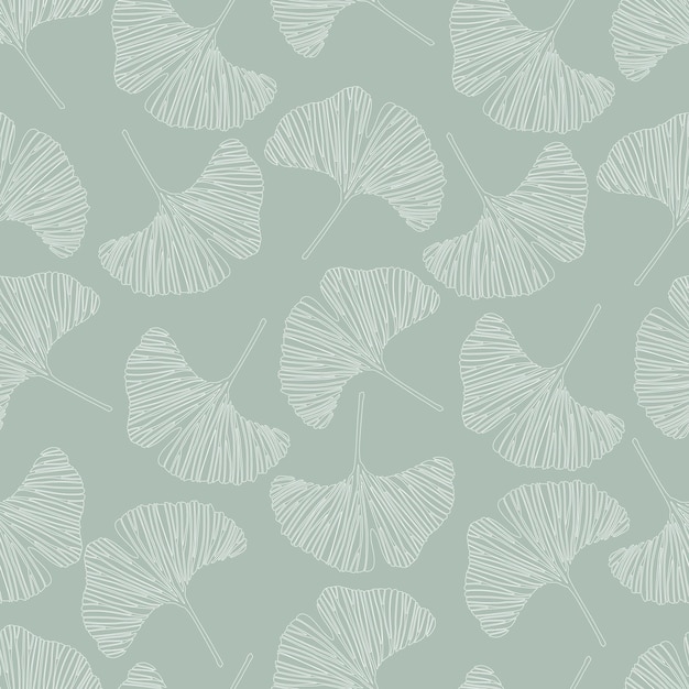 Seamless Pattern Ginkgo Biloba in Sage Background design for wallpaper clothing wrapping fabric