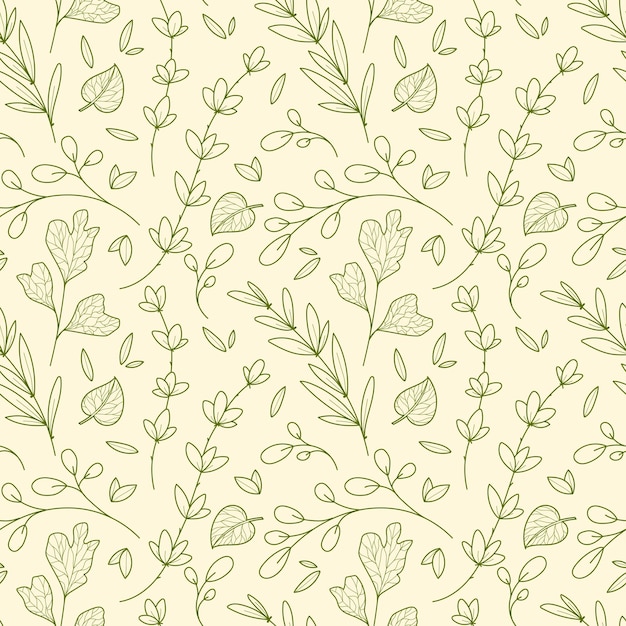 Vector seamless pattern of ginkgo leaf elegance branches and leaves in line art style