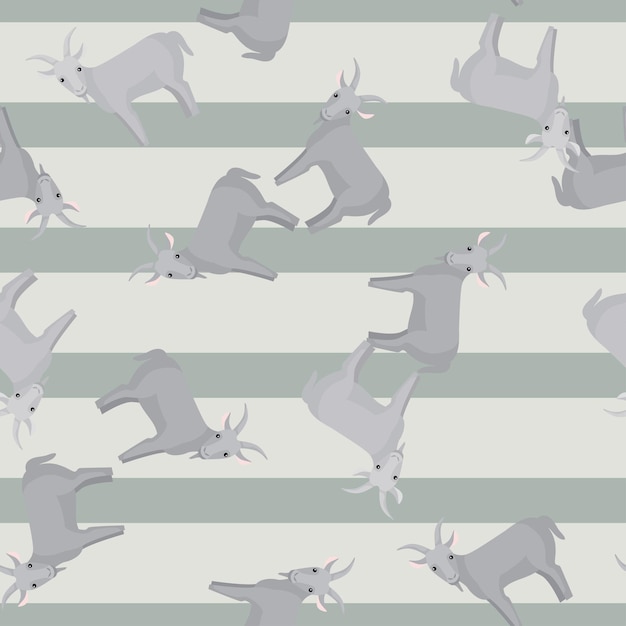 Seamless pattern of goat. Domestic animals on colorful background. Vector illustration for textile prints, fabric, banners, backdrops and wallpapers.