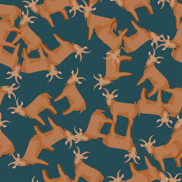 Vector seamless pattern of goat. domestic animals on colorful background. vector illustration for textile.