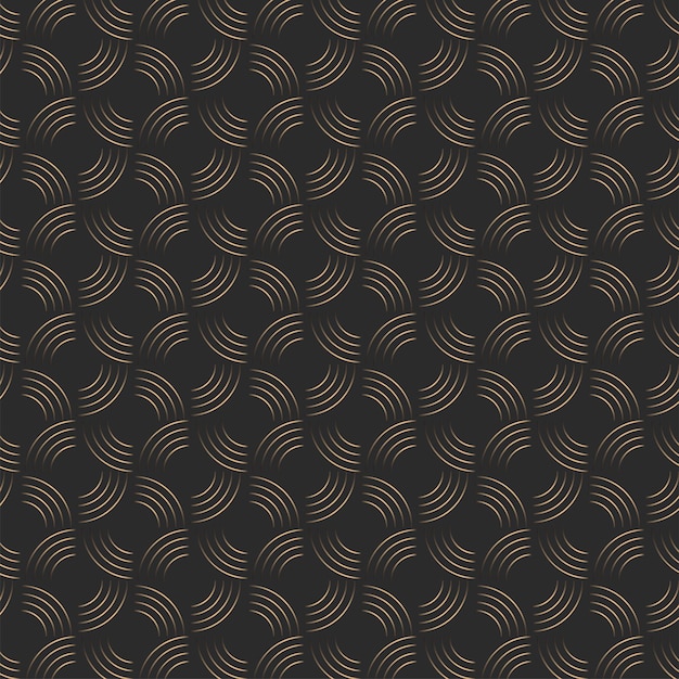 Seamless Pattern Of Golden Crossed Arc On Black Background.