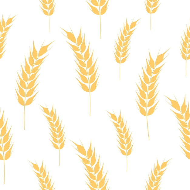 Vector seamless pattern of golden ripe wheat spikelets agricultural symbol flour production