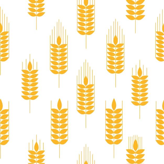 Seamless pattern of golden ripe wheat spikelets Agricultural symbol flour production