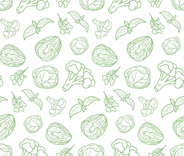 seamless pattern green Cabbage vector illustration Design for kale day healthy food health day