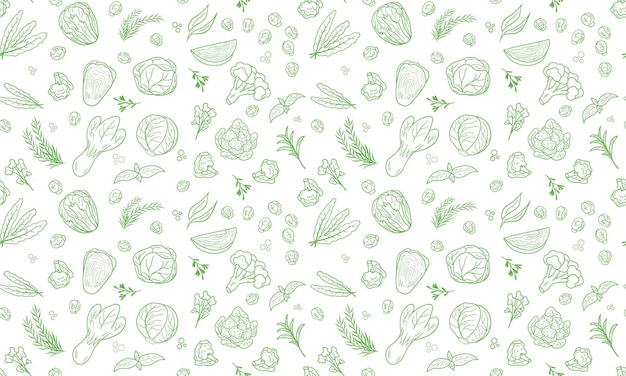 Vector seamless pattern green cabbage vector illustration design for kale day healthy food health day