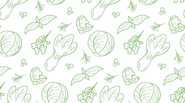 Vector seamless pattern green cabbage vector illustration design for kale day healthy food health day