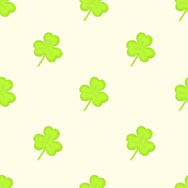 Seamless pattern of green  clover watercolor