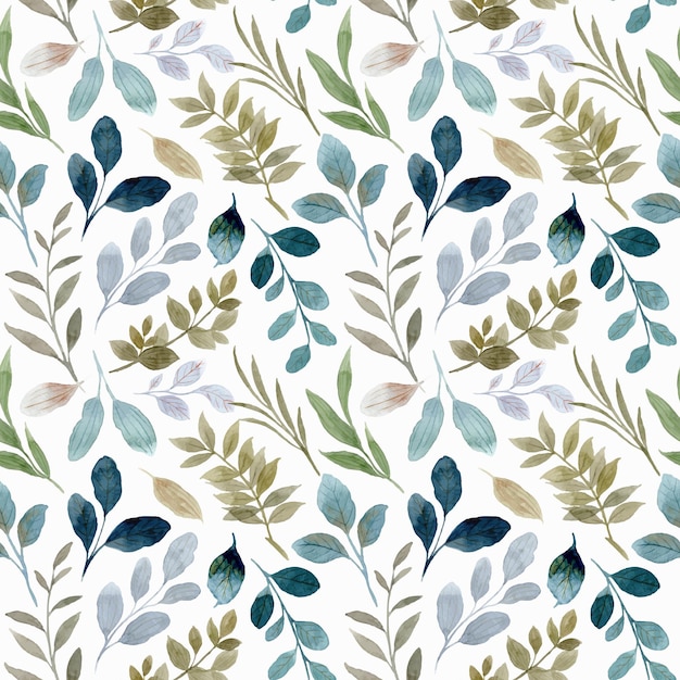 Vector seamless pattern of green leaf watercolor