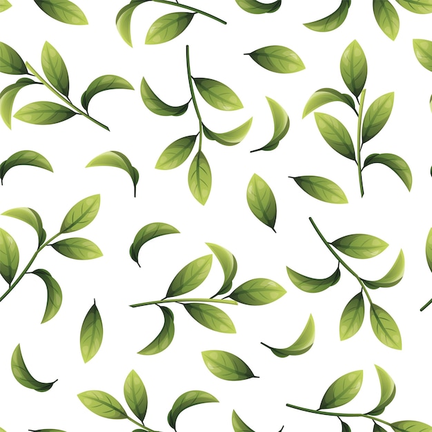 Seamless pattern of green leaves Blueberry leaf texture Twigs for fabric wallpaper wrapping paper etc