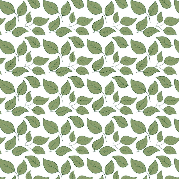 Vector seamless pattern of green leaves spring background
