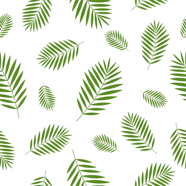 Seamless pattern of green palm leaves