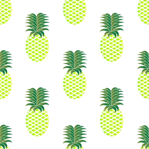 Modello senza cuciture di disegno di ananas giallo verde su sfondo bianco per sfondi copre sfondi e pronto per la stampa su tessuto illustrazione vettoriale