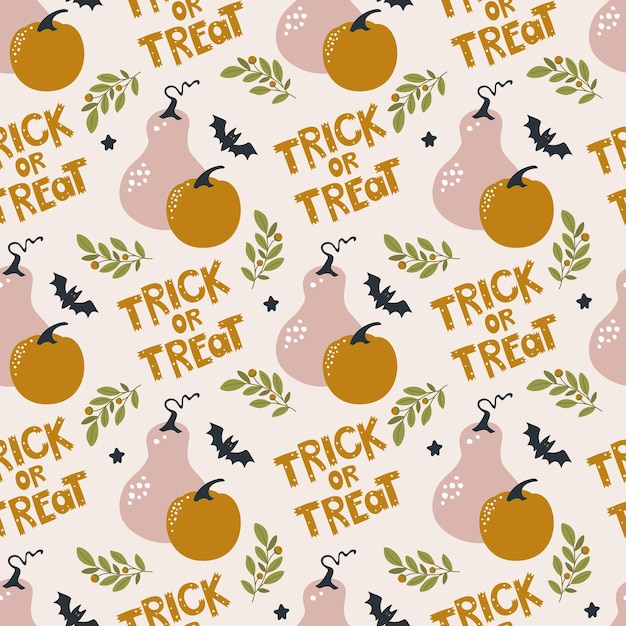 Vector seamless pattern halloween background with pumpkins.