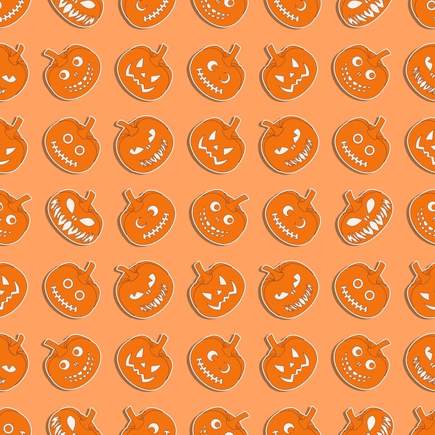 Vector seamless pattern of halloween pumpkin shaped elements