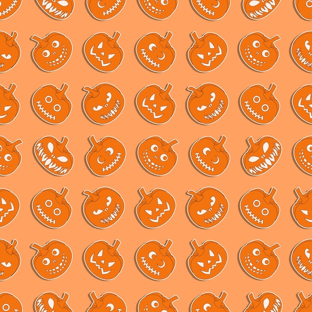 Seamless pattern of halloween pumpkin shaped elements