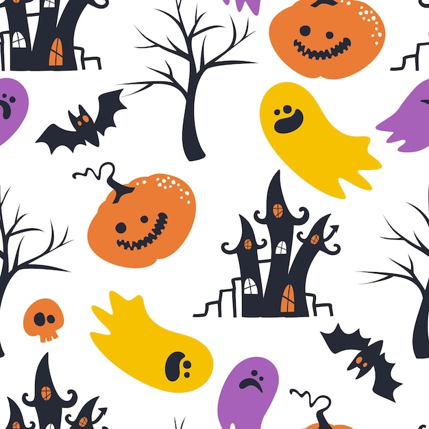 Seamless pattern for Halloween Scary background with monsters