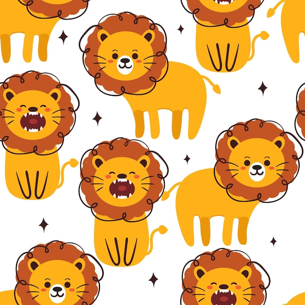 seamless pattern hand drawing cartoon tiger animal drawing for fabric print textile