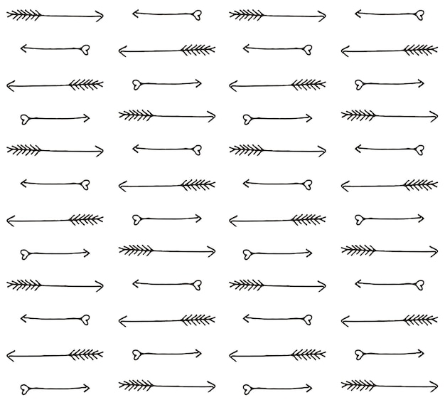 Vector seamless pattern of hand drawn arrows