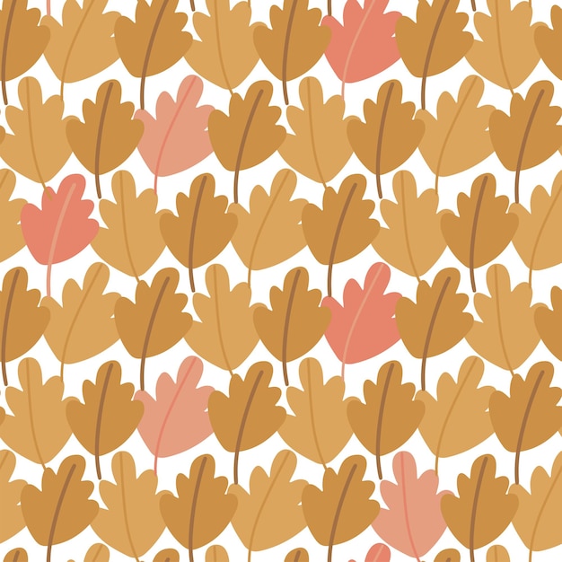 Seamless pattern of hand drawn autumn oak leaves multicolored foliage in the form of an autumn fores...