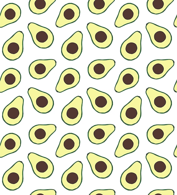 Seamless pattern of hand drawn avocado
