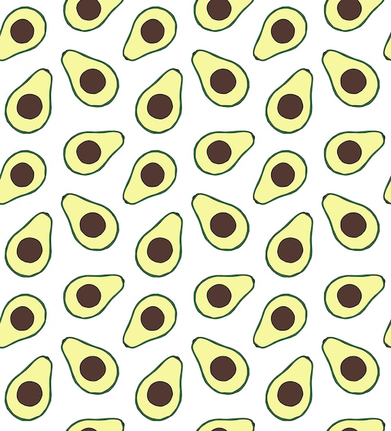 Modello senza cuciture di avocado disegnato a mano