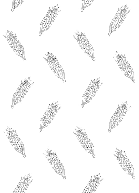 Seamless pattern of hand drawn corn