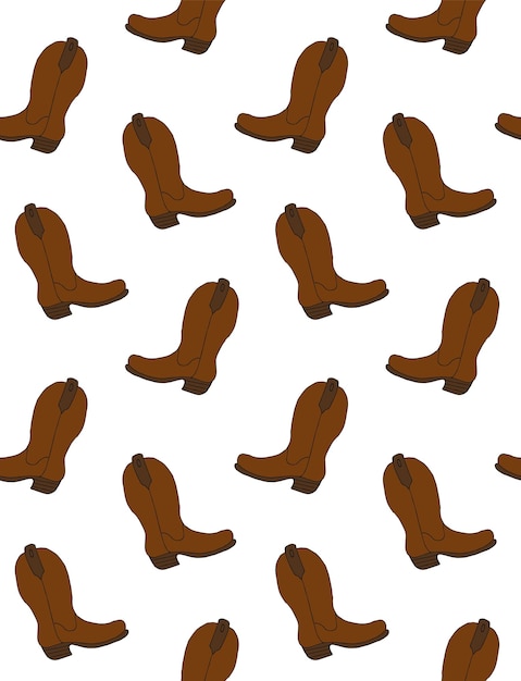 Seamless pattern of hand drawn cowboy western boots