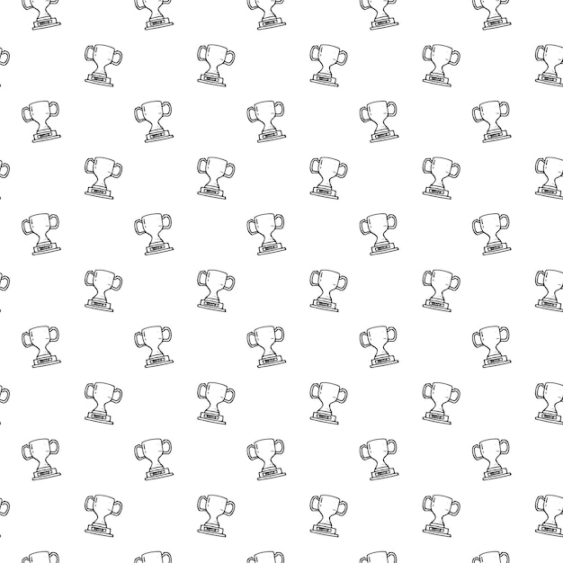 Seamless pattern hand drawn cup. Doodle black sketch. Sign symbol. Decoration element. Isolated on white background. Flat design. Vector illustration.
