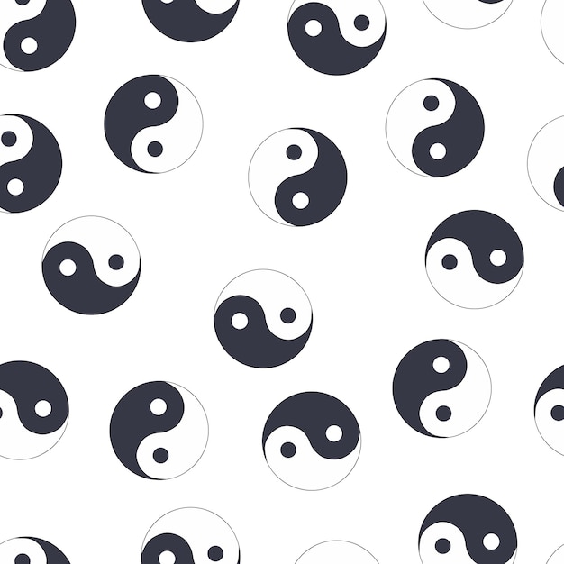 Vector seamless pattern of hand drawn doodle sketch yin yang symbol isolated on white background