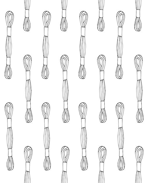 Seamless pattern of hand drawn embroidery floss threads