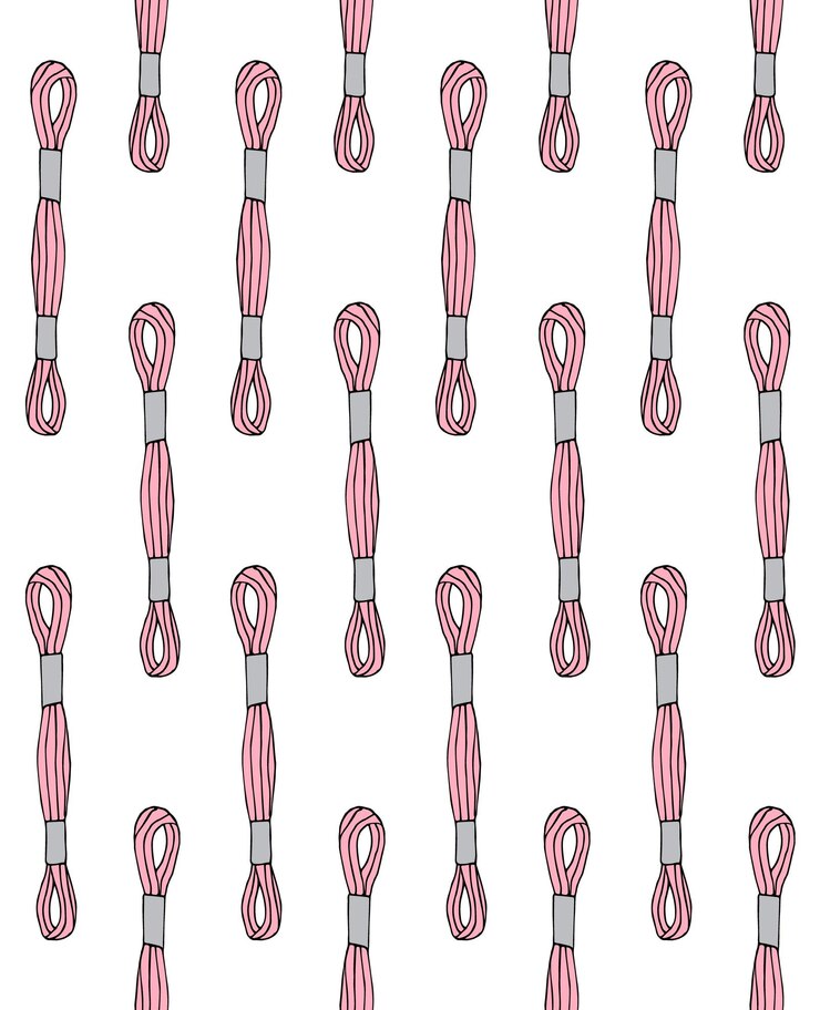Vector seamless pattern of hand drawn embroidery floss threads