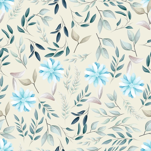 Seamless pattern hand drawn flowers field