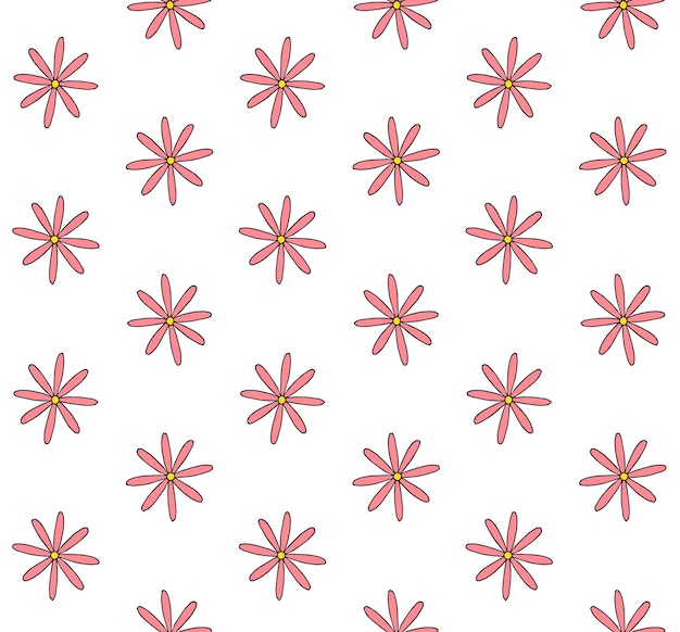 Seamless pattern of hand drawn flowers