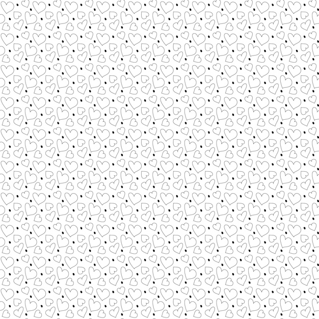 Seamless pattern hand drawn hearts and points in doodle style