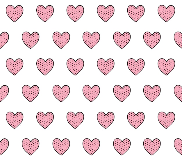 Seamless pattern of hand drawn hearts