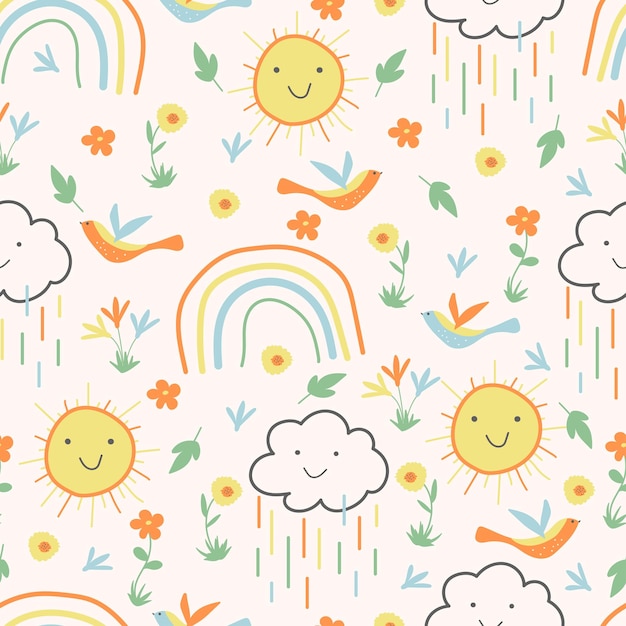 Seamless pattern hand drawn illustration for children