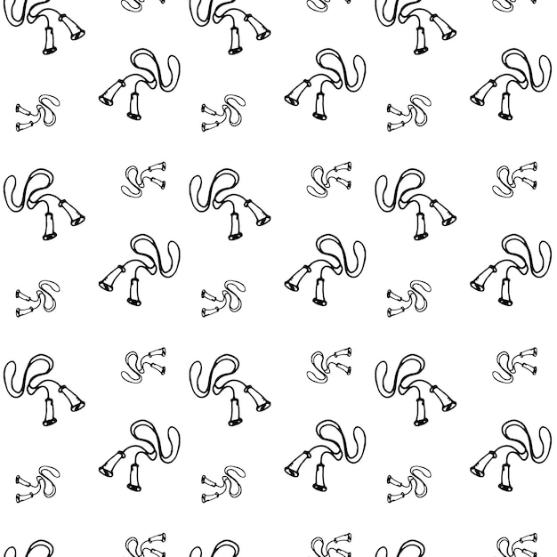 Seamless pattern hand drawn jump rope. doodle black sketch. sign symbol. decoration element. isolated on white background. flat design. vector illustration.