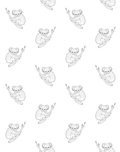 Seamless pattern of hand drawn koala