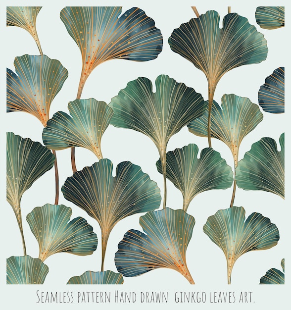 Vector seamless pattern hand drawn leaves art