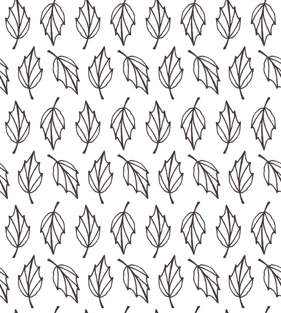 Vector seamless pattern of hand drawn leaves