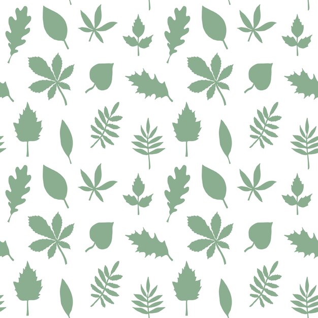 Seamless pattern of hand drawn leaves