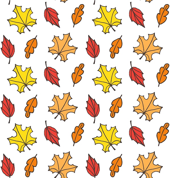 Vector seamless pattern of hand drawn leaves