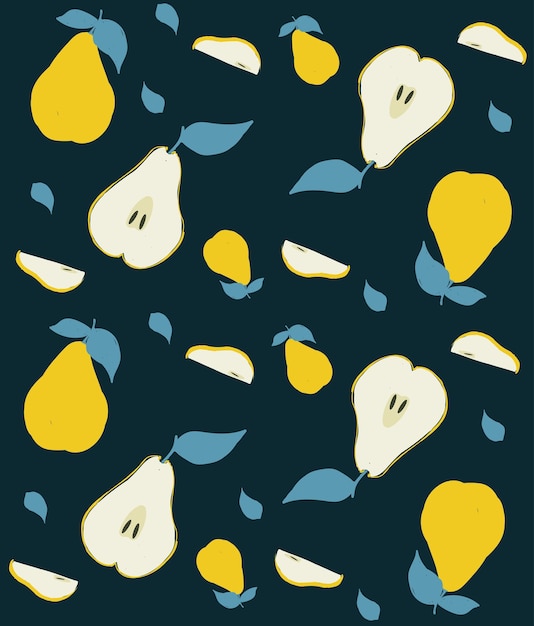 Vector seamless pattern of hand drawn pear.