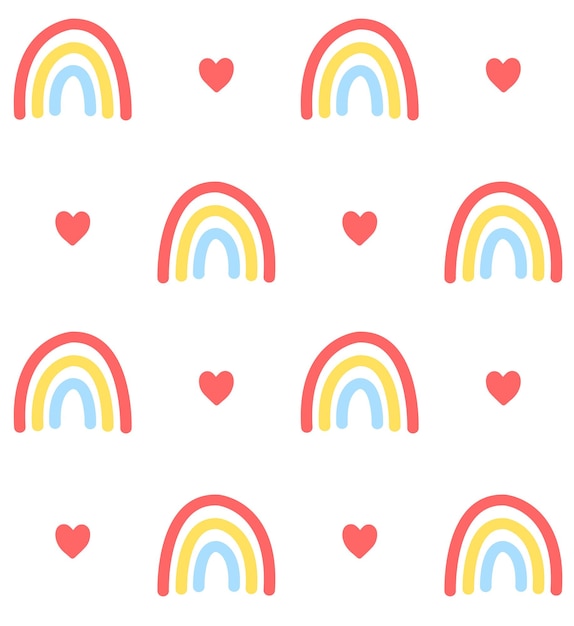 Seamless pattern of hand drawn rainbow