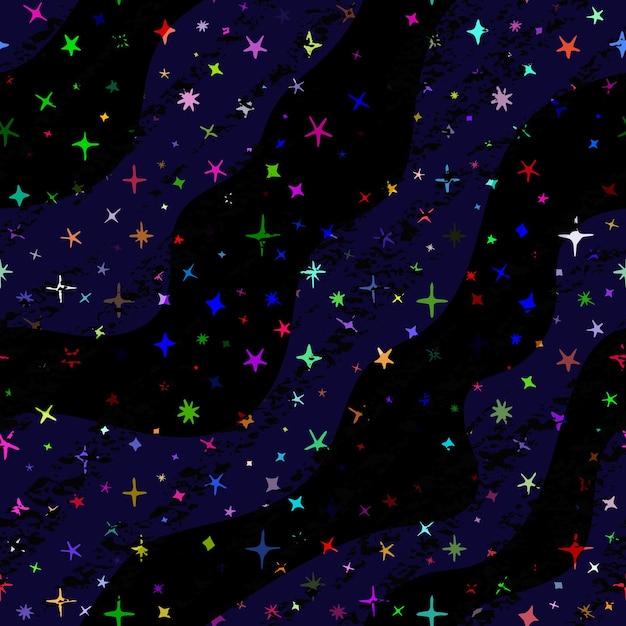 Seamless pattern of hand drawn stars of different sizes