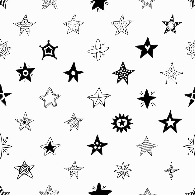 Seamless pattern of hand drawn stars.