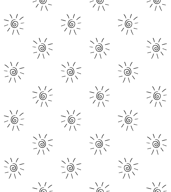 Seamless pattern of hand drawn sun