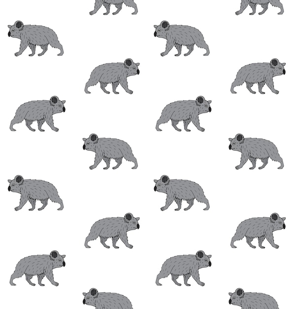 Vector seamless pattern of hand drawn walking koalas