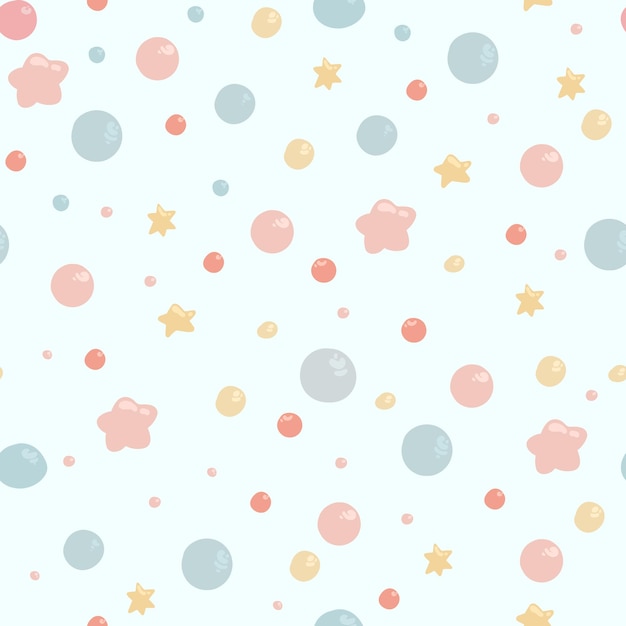 Seamless pattern hand drawn with star fish and bubbles